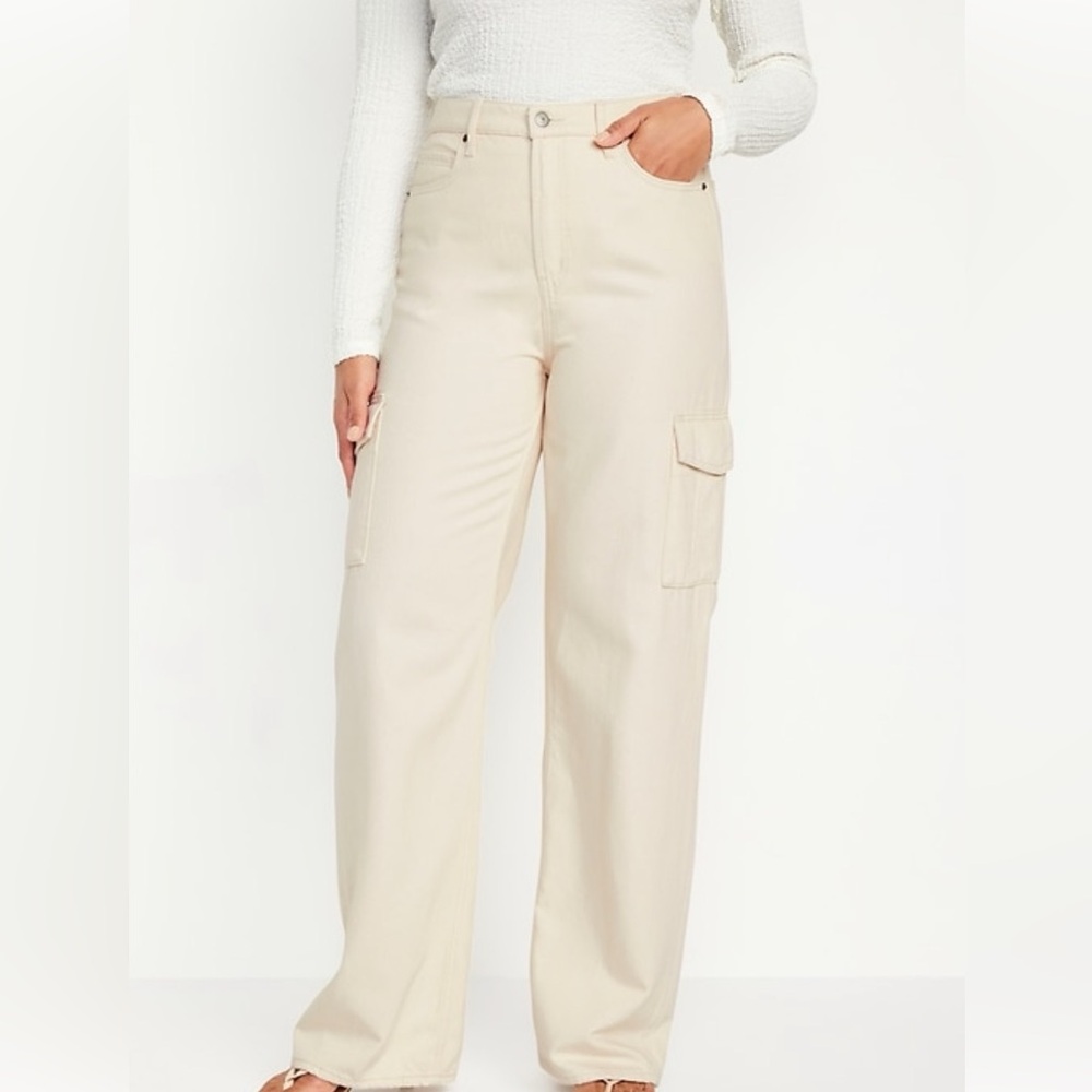 Old Navy High Waisted Cargo Jeans 12 Tall 33inch Inseam